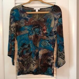 Dressbarn Teal & Brown Design Top​​